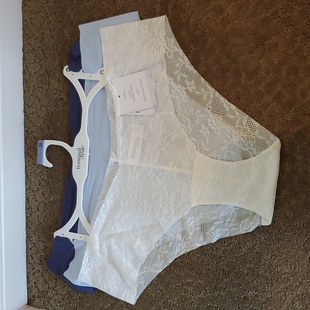 Womens Tranquil & True 3 pack Lace & Microfiber CHEEKY Panties Size 2X Cream NWT